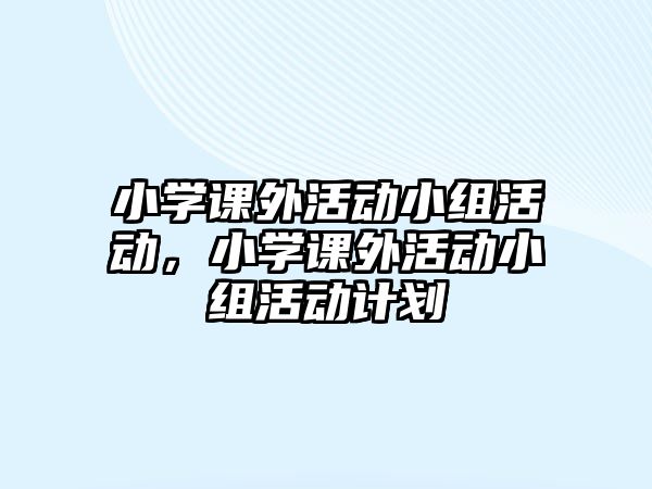 小學(xué)課外活動(dòng)小組活動(dòng)，小學(xué)課外活動(dòng)小組活動(dòng)計(jì)劃