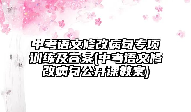 中考語文修改病句專項(xiàng)訓(xùn)練及答案(中考語文修改病句公開課教案)