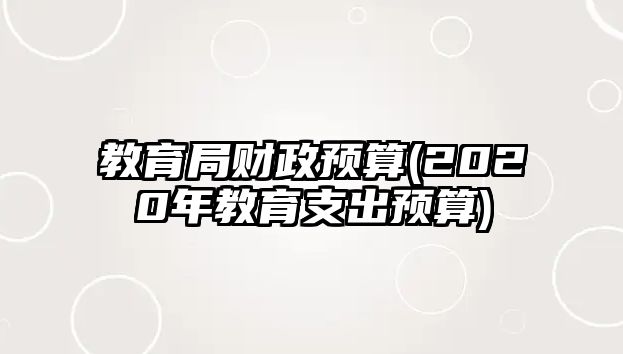 教育局財政預(yù)算(2020年教育支出預(yù)算)