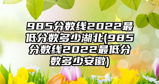 985分?jǐn)?shù)線2022最低分?jǐn)?shù)多少湖北(985分?jǐn)?shù)線2022最低分?jǐn)?shù)多少安徽)