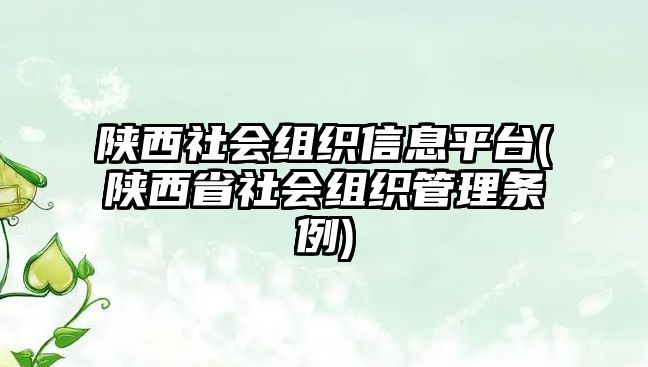 陜西社會組織信息平臺(陜西省社會組織管理條例)