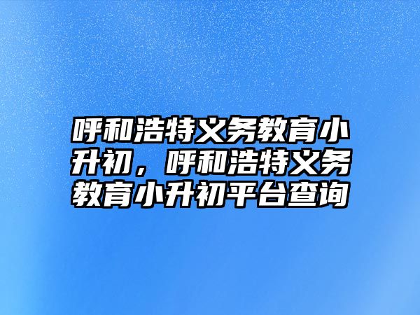 呼和浩特義務教育小升初，呼和浩特義務教育小升初平臺查詢