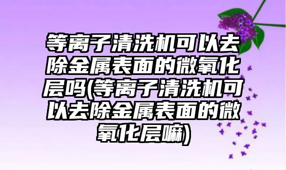 等離子清洗機可以去除金屬表面的微氧化層嗎(等離子清洗機可以去除金屬表面的微氧化層嘛)