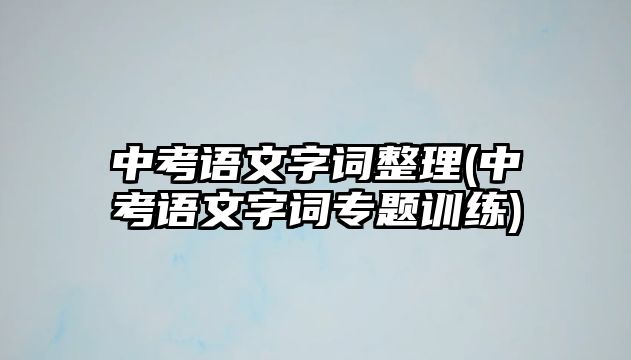 中考語文字詞整理(中考語文字詞專題訓(xùn)練)