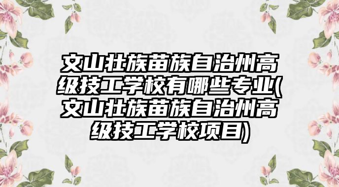 文山壯族苗族自治州高級技工學校有哪些專業(yè)(文山壯族苗族自治州高級技工學校項目)