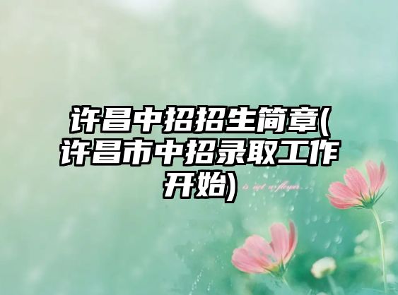 許昌中招招生簡(jiǎn)章(許昌市中招錄取工作開始)