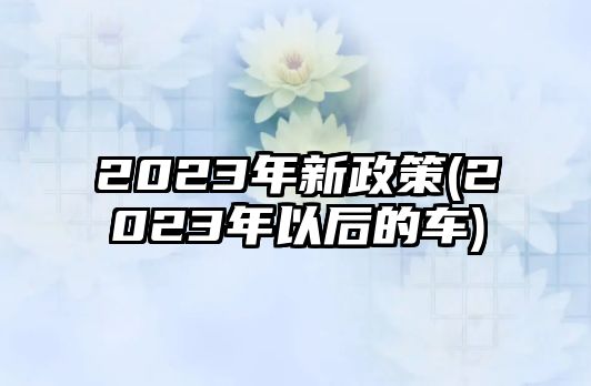 2023年新政策(2023年以后的車)