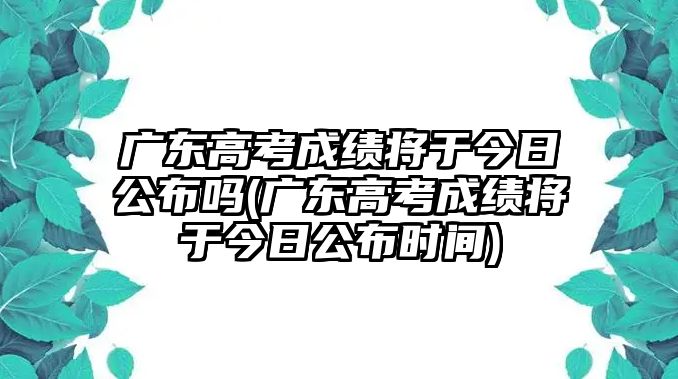 廣東高考成績將于今日公布嗎(廣東高考成績將于今日公布時(shí)間)