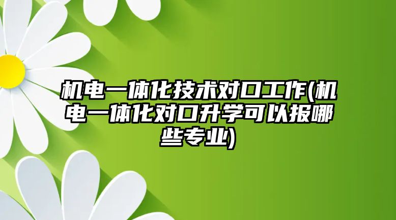 機電一體化技術(shù)對口工作(機電一體化對口升學(xué)可以報哪些專業(yè))