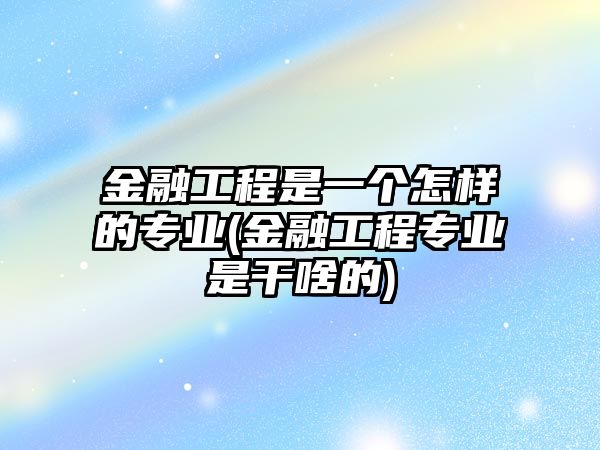 金融工程是一個怎樣的專業(yè)(金融工程專業(yè)是干啥的)