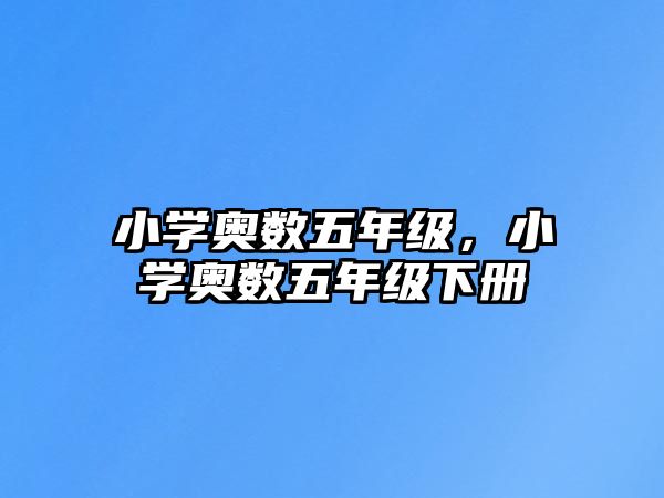 小學奧數(shù)五年級，小學奧數(shù)五年級下冊