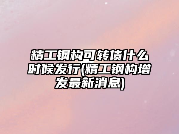 精工鋼構(gòu)可轉(zhuǎn)債什么時(shí)候發(fā)行(精工鋼構(gòu)增發(fā)最新消息)