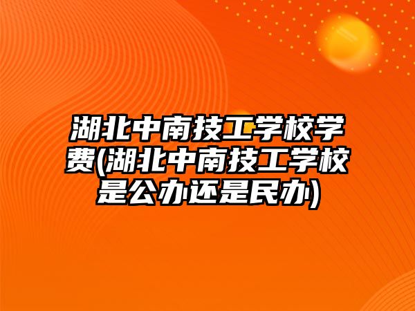 湖北中南技工學校學費(湖北中南技工學校是公辦還是民辦)