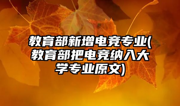 教育部新增電競專業(yè)(教育部把電競納入大學(xué)專業(yè)原文)