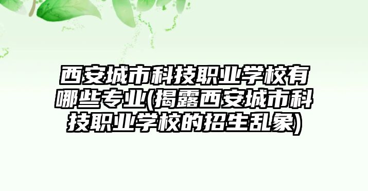 西安城市科技職業(yè)學(xué)校有哪些專(zhuān)業(yè)(揭露西安城市科技職業(yè)學(xué)校的招生亂象)