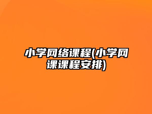 小學(xué)網(wǎng)絡(luò)課程(小學(xué)網(wǎng)課課程安排)