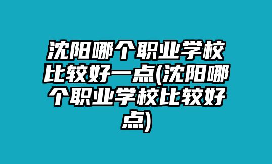 沈陽哪個職業(yè)學校比較好一點(沈陽哪個職業(yè)學校比較好點)