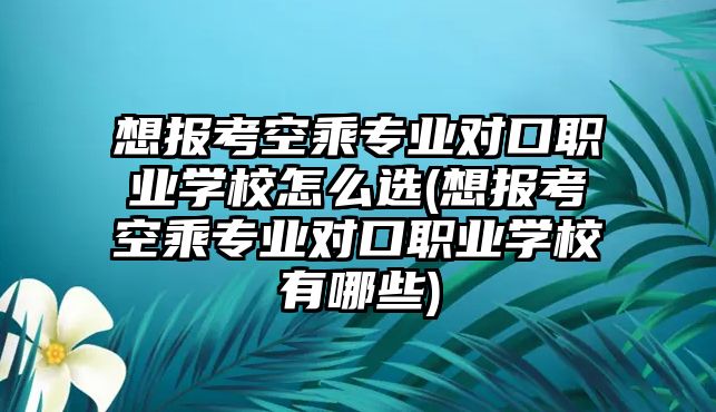 想報(bào)考空乘專業(yè)對口職業(yè)學(xué)校怎么選(想報(bào)考空乘專業(yè)對口職業(yè)學(xué)校有哪些)