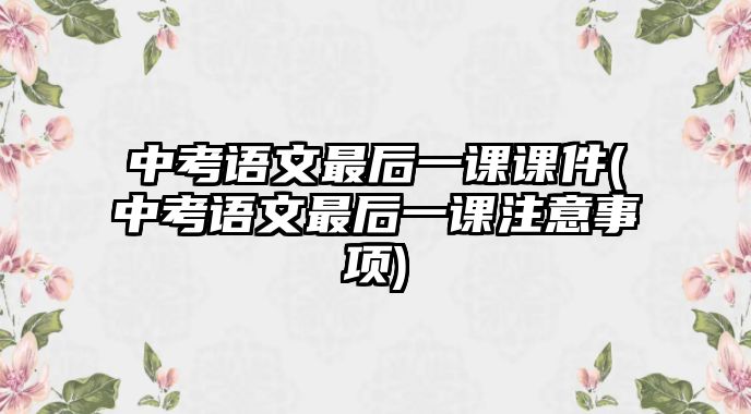 中考語文最后一課課件(中考語文最后一課注意事項(xiàng))