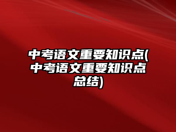 中考語文重要知識點(中考語文重要知識點總結)