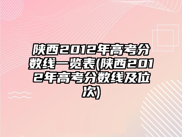 陜西2012年高考分?jǐn)?shù)線一覽表(陜西2012年高考分?jǐn)?shù)線及位次)