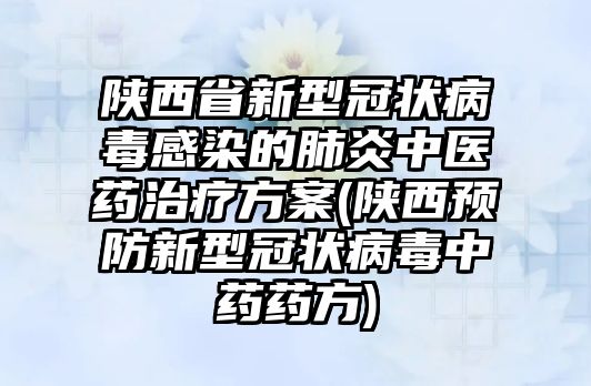 陜西省新型冠狀病毒感染的肺炎中醫(yī)藥治療方案(陜西預(yù)防新型冠狀病毒中藥藥方)