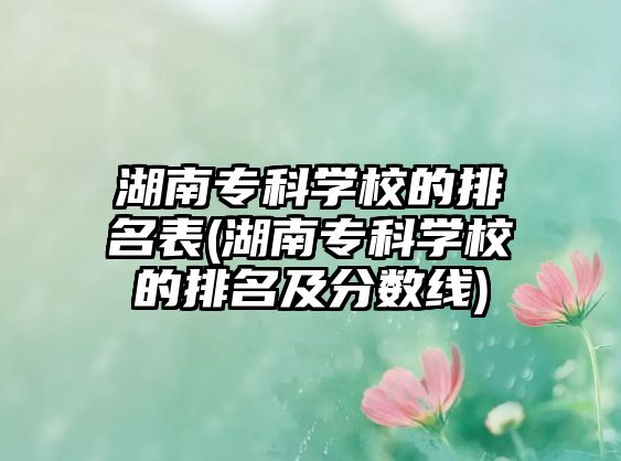 湖南?？茖W(xué)校的排名表(湖南專科學(xué)校的排名及分?jǐn)?shù)線)