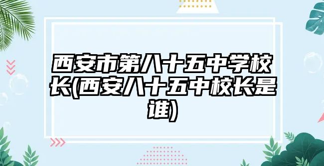 西安市第八十五中學(xué)校長(西安八十五中校長是誰)