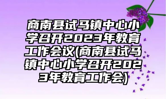 商南縣試馬鎮(zhèn)中心小學(xué)召開(kāi)2023年教育工作會(huì)議(商南縣試馬鎮(zhèn)中心小學(xué)召開(kāi)2023年教育工作會(huì))