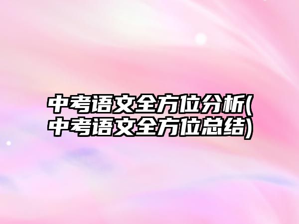 中考語文全方位分析(中考語文全方位總結)