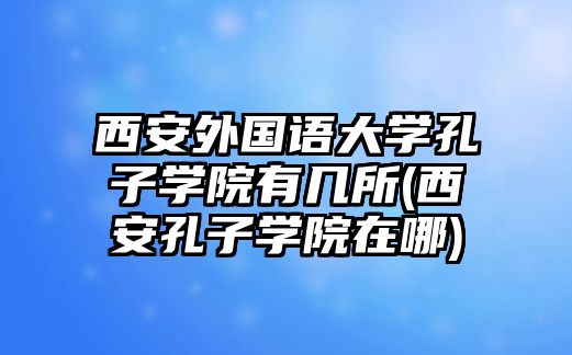 西安外國(guó)語(yǔ)大學(xué)孔子學(xué)院有幾所(西安孔子學(xué)院在哪)