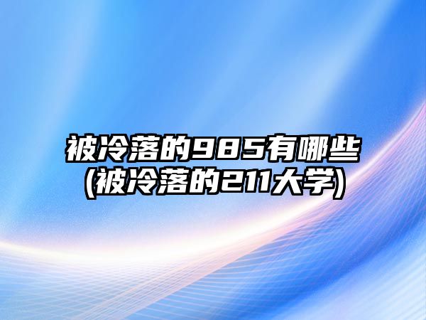 被冷落的985有哪些(被冷落的211大學(xué))