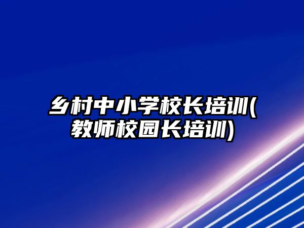 鄉(xiāng)村中小學校長培訓(教師校園長培訓)