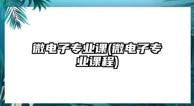 微電子專業(yè)課(微電子專業(yè)課程)