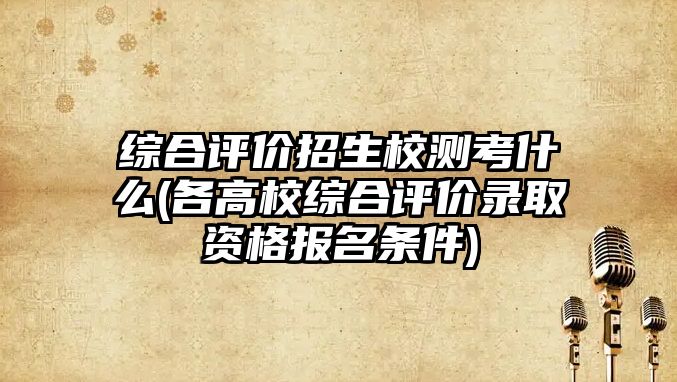 綜合評價招生校測考什么(各高校綜合評價錄取資格報名條件)