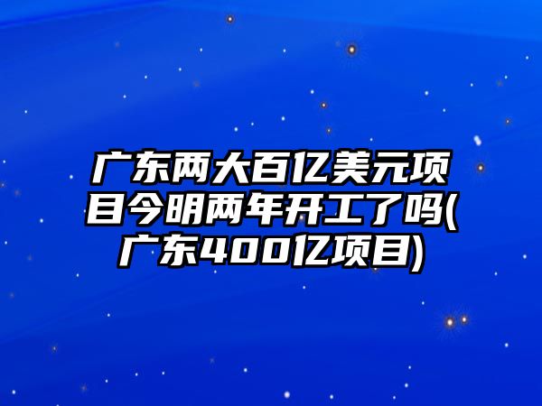 廣東兩大百億美元項目今明兩年開工了嗎(廣東400億項目)