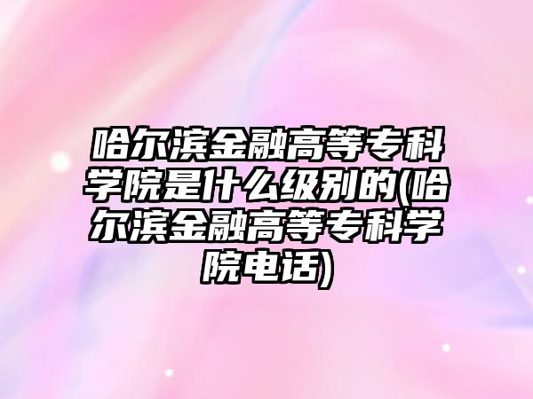 哈爾濱金融高等專科學(xué)院是什么級別的(哈爾濱金融高等?？茖W(xué)院電話)