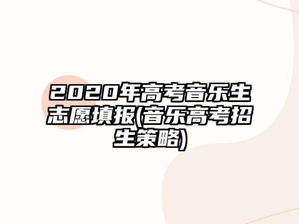 2020年高考音樂生志愿填報(bào)(音樂高考招生策略)