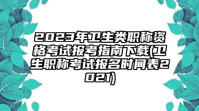 2023年衛(wèi)生類職稱資格考試報(bào)考指南下載(衛(wèi)生職稱考試報(bào)名時(shí)間表2021)