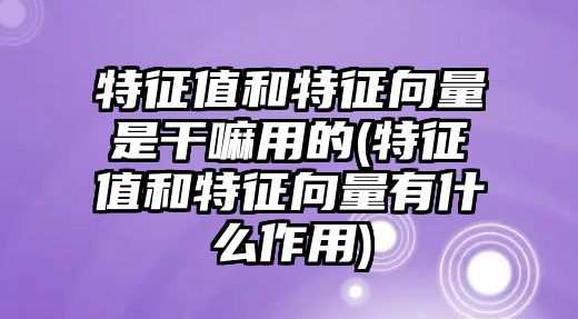 特征值和特征向量是干嘛用的(特征值和特征向量有什么作用)