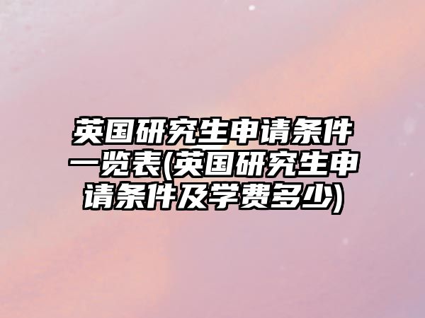 英國(guó)研究生申請(qǐng)條件一覽表(英國(guó)研究生申請(qǐng)條件及學(xué)費(fèi)多少)