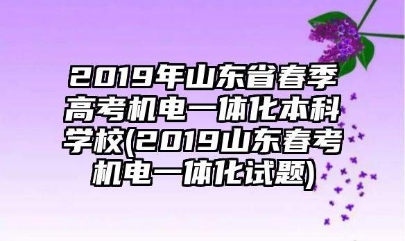 2019年山東省春季高考機(jī)電一體化本科學(xué)校(2019山東春考機(jī)電一體化試題)