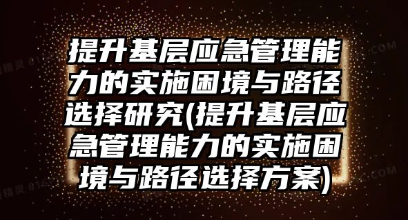 提升基層應急管理能力的實施困境與路徑選擇研究(提升基層應急管理能力的實施困境與路徑選擇方案)