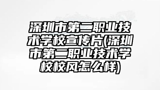 深圳市第二職業(yè)技術(shù)學(xué)校宣傳片(深圳市第二職業(yè)技術(shù)學(xué)校校風(fēng)怎么樣)