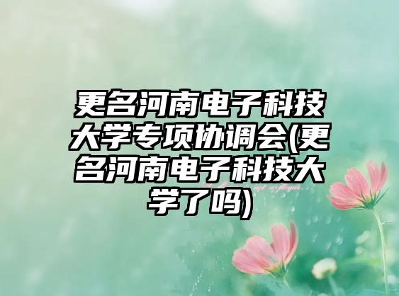 更名河南電子科技大學(xué)專項(xiàng)協(xié)調(diào)會(更名河南電子科技大學(xué)了嗎)