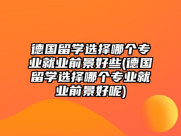 德國留學選擇哪個專業(yè)就業(yè)前景好些(德國留學選擇哪個專業(yè)就業(yè)前景好呢)