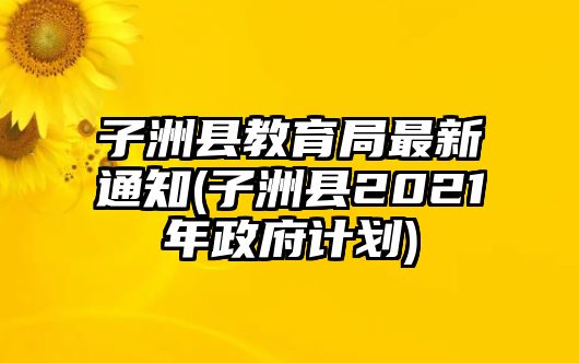 子洲縣教育局最新通知(子洲縣2021年政府計(jì)劃)