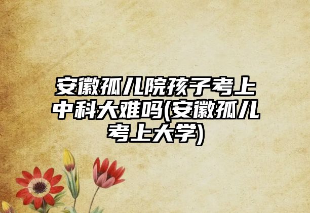 安徽孤兒院孩子考上中科大難嗎(安徽孤兒考上大學(xué))