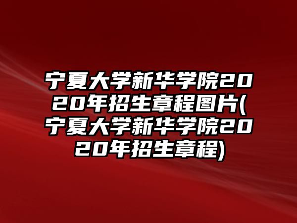 寧夏大學新華學院2020年招生章程圖片(寧夏大學新華學院2020年招生章程)