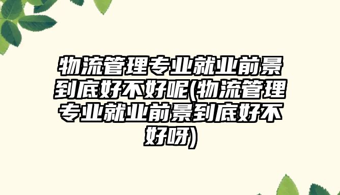 物流管理專業(yè)就業(yè)前景到底好不好呢(物流管理專業(yè)就業(yè)前景到底好不好呀)